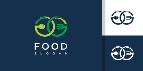 Food logo with letter gg design