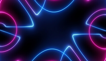 neon blue pink futuristic ultraviolet energy curvy glowing lines laser tunnel Sci-Fi black high resolution background with space for text or logo