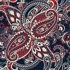 Paisley Floral oriental ethnic Pattern. Vector Seamless Ornamental Indian fabric patterns.