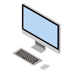 Isometric desktop computer - blank screen