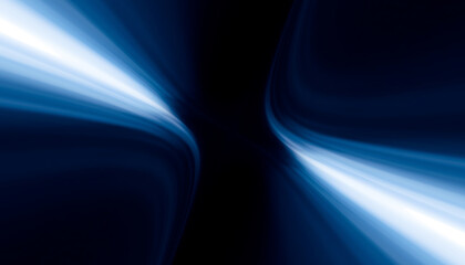 blue light rays in symmetry and abstract form over a black background