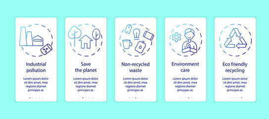 Zero waste app page screen with concepts. Earth pollution