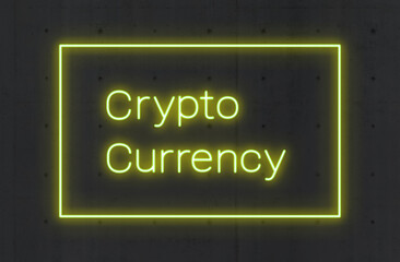 yellow green neon written crypto currency
