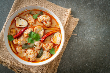 spicy boiled pork soup with mushroom - Tom Yum