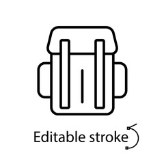 Camping backpack outline icons set. Hiking design. Customizable linear contour symbol. Editable stroke