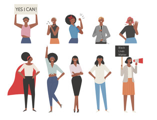 Fototapeta premium A collection of characters demonstrating the power of black women.