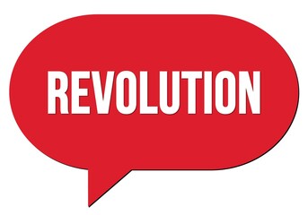 REVOLUTION text written in a red speech bubble