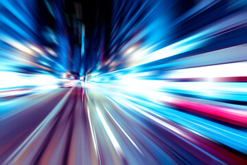 Abstract image of night traffic light trails in the city