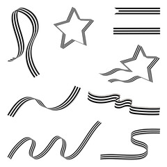 Set of St. George ribbons for the Victory Day holiday on May 9. Vector image on a white background.