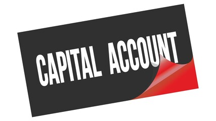 CAPITAL  ACCOUNT text on black red sticker stamp.