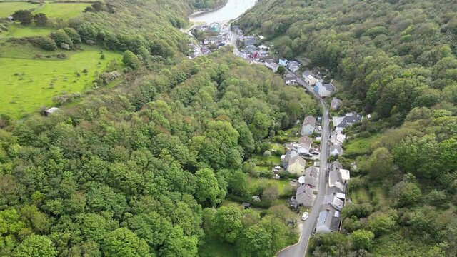 Solva Wales Pembrokeshire beautiful fishing village with a harbour&nbsp;Aerial footage