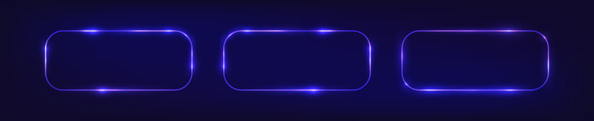 Neon rectangular frame with shining effects