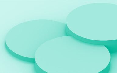 Abstract 3d green color cylinder podium minimal studio background.
