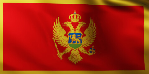 Large Flag of Montenegro fullscreen background in the wind