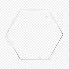 Silver glowing hexagon frame with sparkles