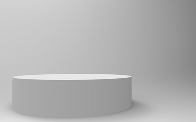 3d gray white cylinder podium minimal studio background. Abstract 3d geometric shape object illustration render.