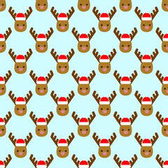 Seamless pattern with Christmas deer head. Merry Christmas vector background.