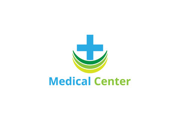 medical logo with a green buffer underneath. logo for medical, health, clinic, pharmacy, etc.