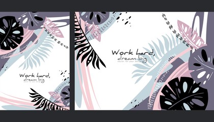 Set of trendy abstract creative and art templates with floral and painting elements. Design for notebook, banner, cover, wallpaper, posters and other