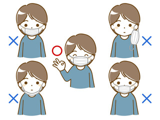 マスクをしている若い男性