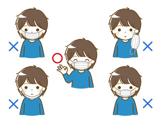 マスクをしている幼い少年