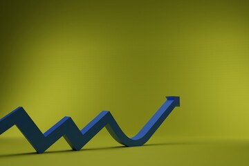 3D growth chart arrow with studio background. concept for business leadership with strategic planning and management idea. 3D rendering © semisatch