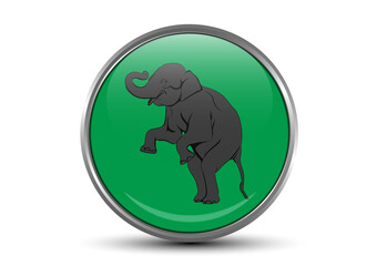 elephant Asia standing, in green circle logo, isolated white background graphics design vector Illustration