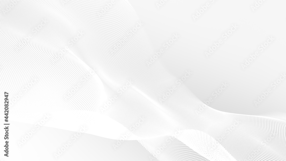 Wall mural dot white gray wave light technology texture background. abstract big data digital concept. 3d rende
