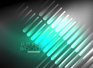 Bright neon color techno abstract background, shiny glowing neon lines in the dark background