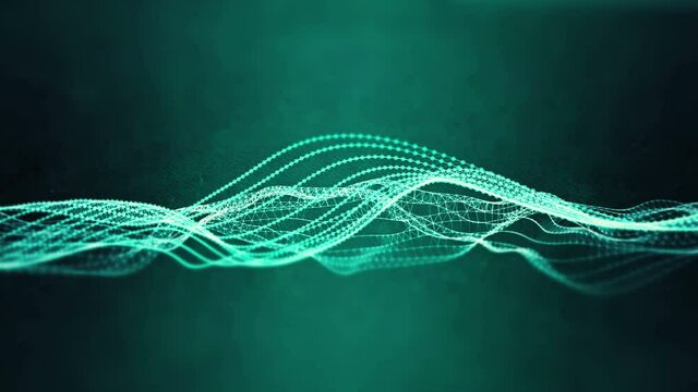 Abstract futuristic wireframe vector curves dynamic grid rippling motion loop seamless with blurred background 4K UHD video animation