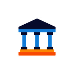 Bank building icon illustration flat style