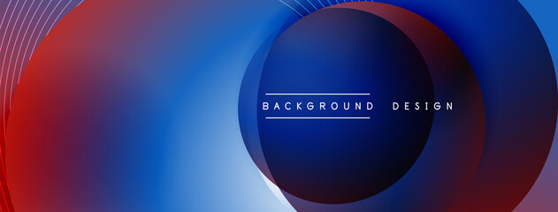 Gradient circles with shadows. Vector techno abstract background. Modern overlapping forms wallpaper background, design template