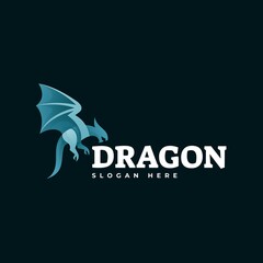 Vector Logo Illustration Dragon Gradient Colorful Style.