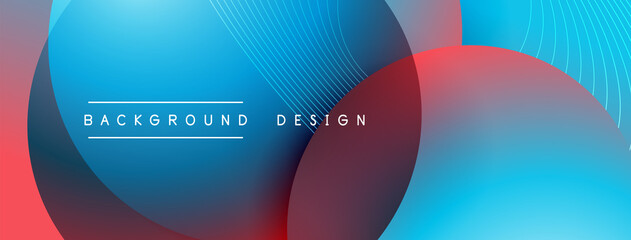 Gradient circles with shadows. Vector techno abstract background. Modern overlapping forms wallpaper background, design template