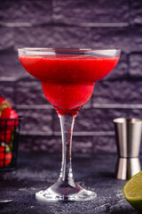 Cold summer strawberry cocktail