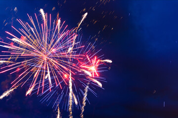 Fireworks in the night sky. Independence Day, 4th of July, Fourth of July or New Year - 442086914
