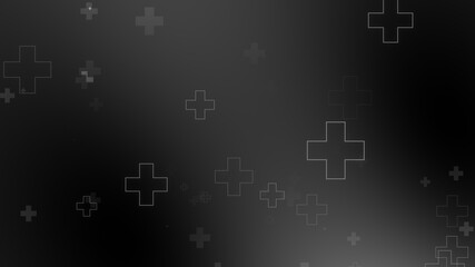 Medical health cross neon light shapes pattern on black background. Abstract healthcare with coronavirus infected deaths case concept.