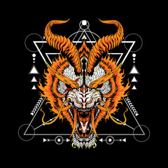 Fototapeta premium White Tiger Illustration can use for mascot logo, gaming logo and t-shirt design