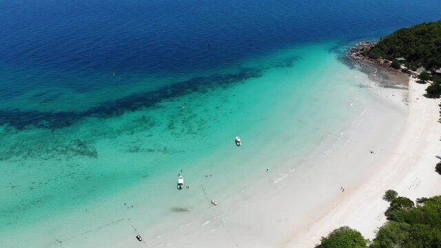 Aerial view of beautiful sea beach  on summer, Luxury island paradise for tourism travel on summer holiday.