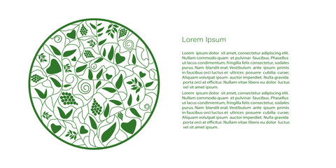 Abstract green nature logo design, emblems for holistic medicine centers, natural and organic food products. Organic  Vector Template with copy space for invitation, cards or banner and  poster