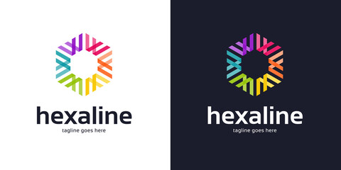 Fototapeta na wymiar Hexagonal logo design made with colorful letter w