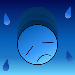 Sad face in blue with teardrop 05