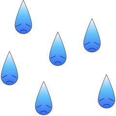 Sad face in blue with teardrop 08