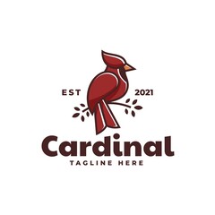 Obraz premium Vector Logo Illustration Cardinal Simple Mascot Style.
