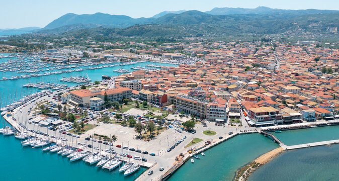 Aerial view at Lefkada city on the island of Lefkada, Ionian Islands, Greece