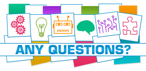 Any Questions Colorful Technology Symbols Squares Grid 