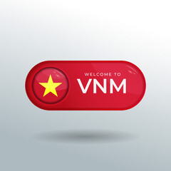 3D Label and Location Pointer Flag Nation of Vietnam with Glossy Reflection