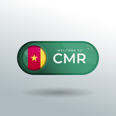 3D Label and Location Pointer Flag Nation of Cameroon with Glossy Reflection