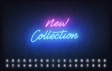 New Collection neon template. Glowing neon lettering New Collection arrivals sign © Stock Vector One