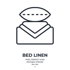 Bed linen set editable stroke outline icon isolated on white background flat vector illustration. Pixel perfect. 64 x 64.